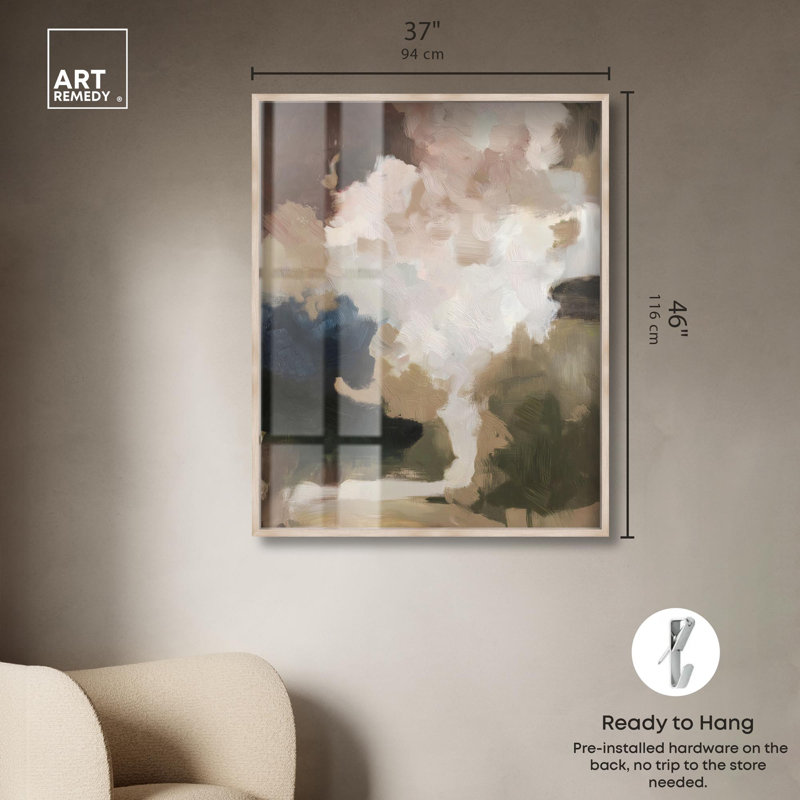 «Mute Tones I Boho Art Shadowbox» par Art Remedy, H 46 po x l 37 po, Crème