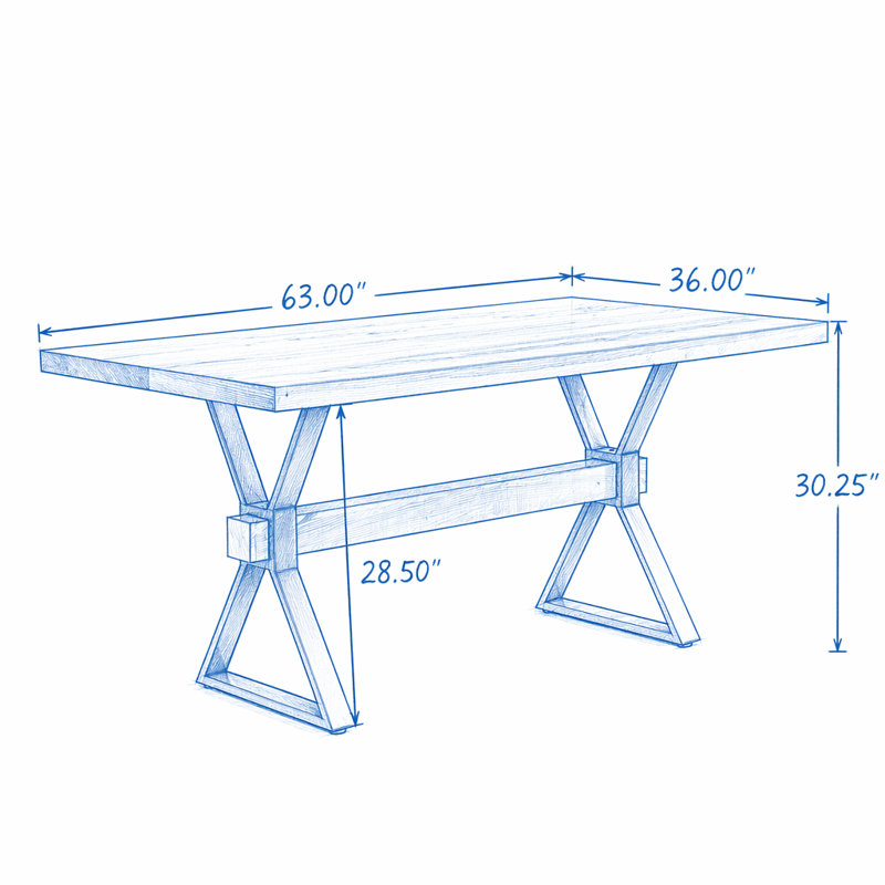Table de salle à manger à pieds en X, Brun