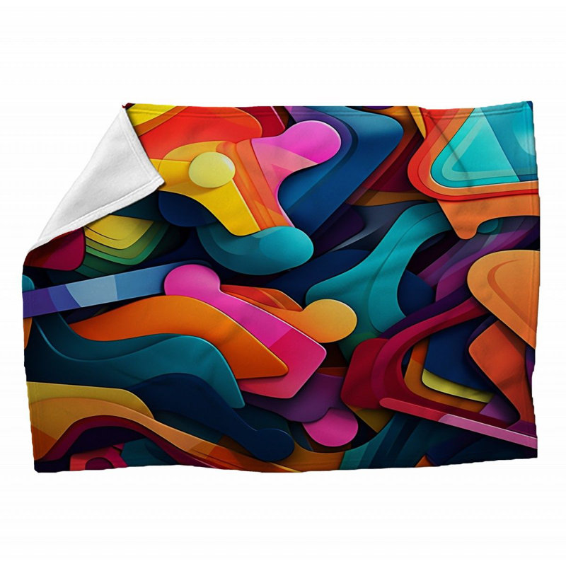 Machine Printed Throw Blanket, 60" L x 50" W, Abstract, Yellow/Red/Black
