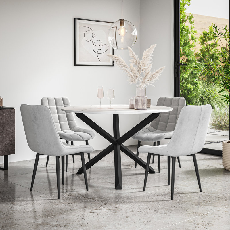 Darcus 4 - Person Dining Set, Black/Grey