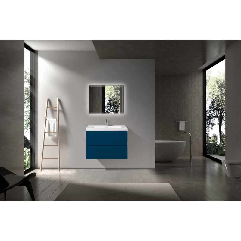 Kuriakos 29.6 " W Wall Mounted Wall Mounted Single Double Single Vanity Bathroom Vanity With Acrylic Top