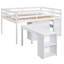 Lit mezzanine double bas avec cabinet, tablettes et bureau portatif à roulettes, lit multifonctionnel-611202892