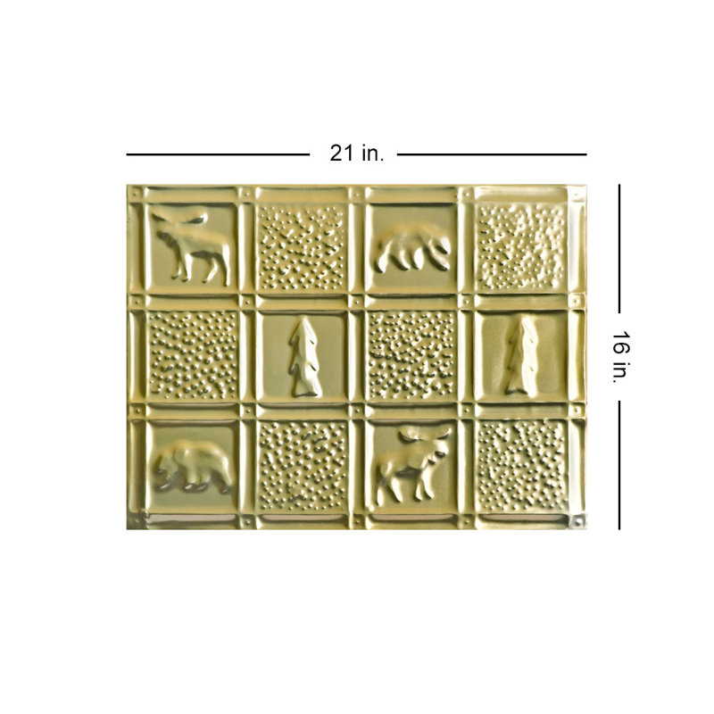Gwen's Cabin  21" x 16" Tin Plated Steel - Wall and Backsplash Tile, Gold Nugget