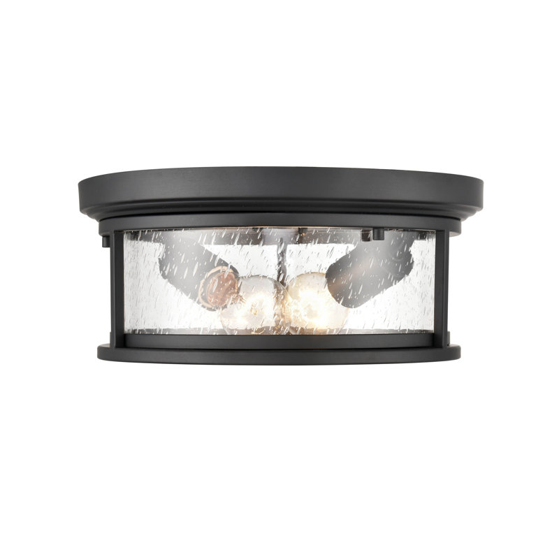 Bresley 2 - Bulb Outdoor Flush Mount, Black, Seeded