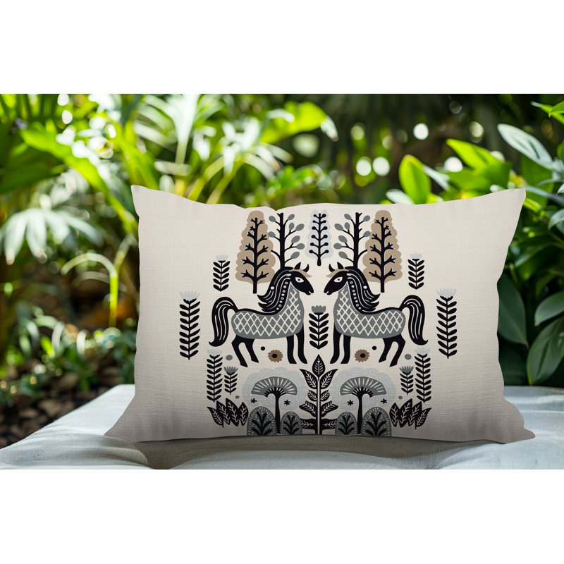 Coussin lombaire réversible intérieur / extérieur Stai Horse, Gris, Rectangle H 18 po x l 25 po