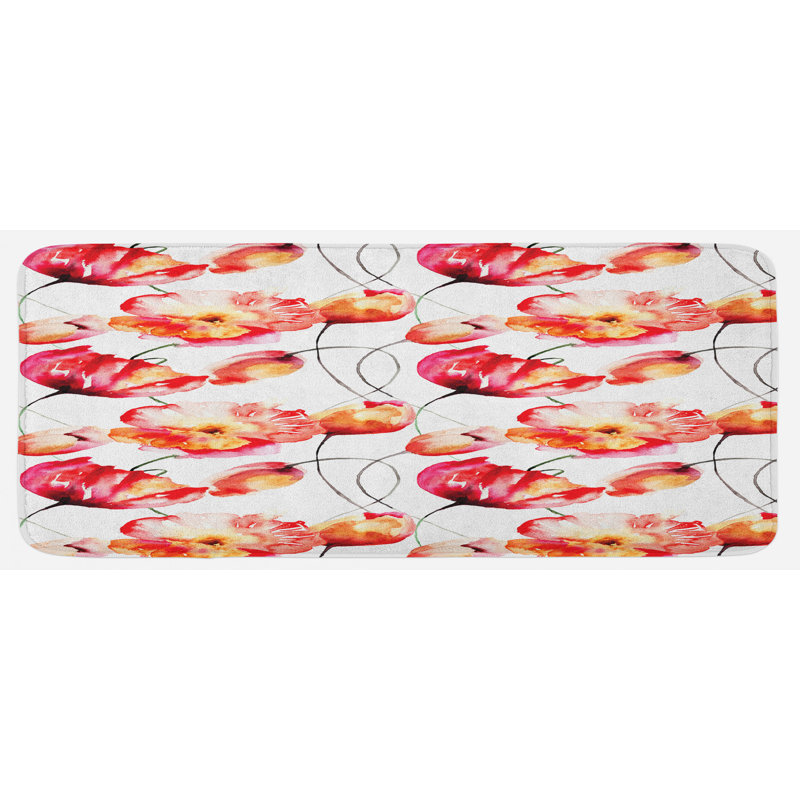 Tapis de cuisine à fleur aquarelle