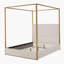 Structure de lit à baldaquin en métal de luxe moderne avec tête de lit haute tapissier, lit à baldaquin doré, aucun sommier nécessaire, grand, beige-748095870