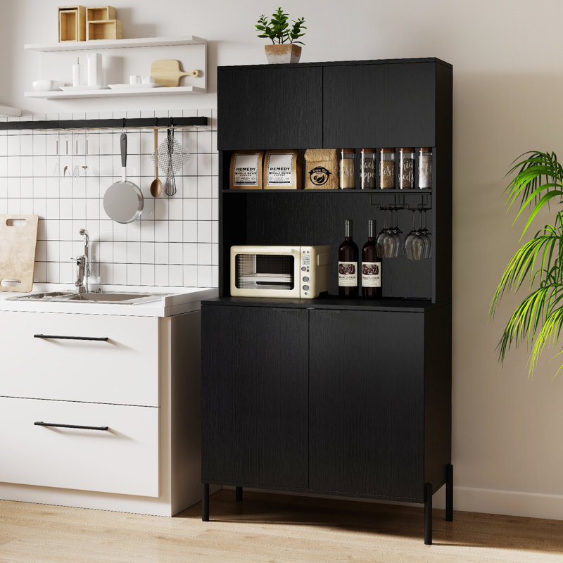 164cm Kitchen Pantry, Black