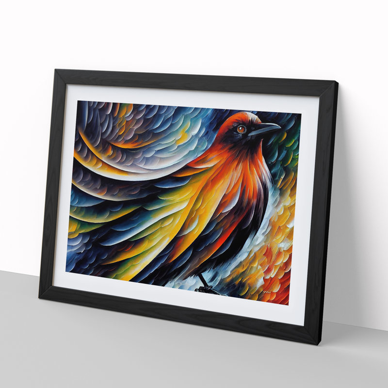 Crow Bird Vol.3 Abstract - Framed Print, Black, 25cm H x 34cm W x 2cm D