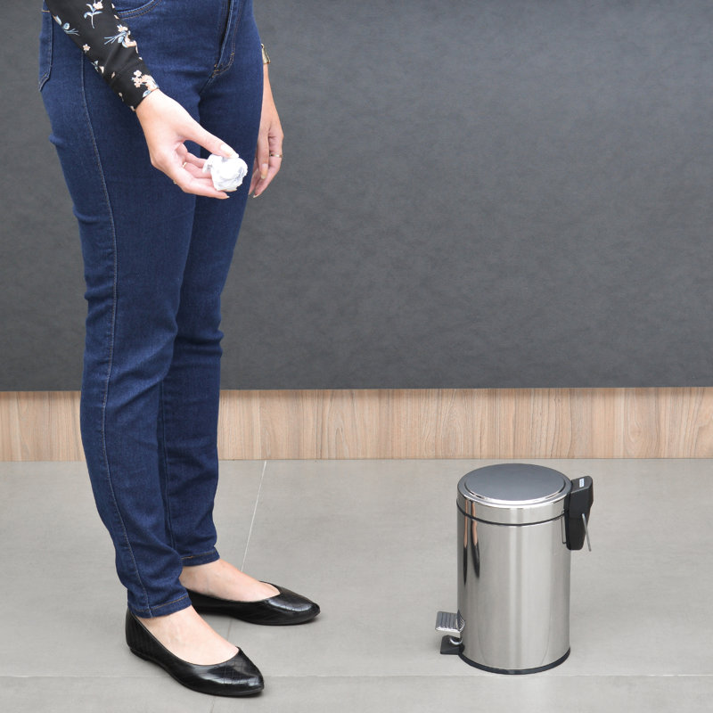 Stainless Steel Step On Kitchen Trash Can, 3L