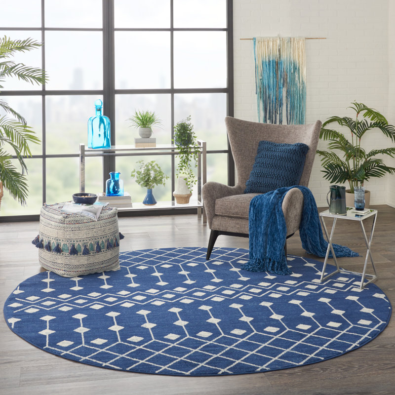 Whanger Geometric Indoor Rug, Round 8'