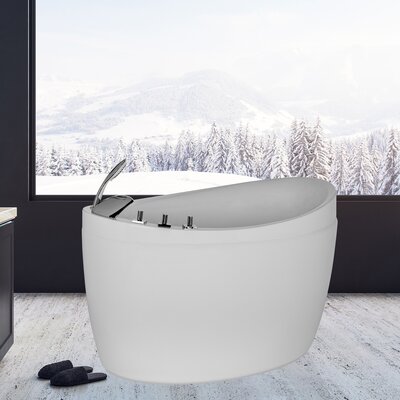 Japanese Style 48"" X 31"" Acrylic Flatbottom Deep Soaking Freestanding Air Bath Bathtub With 48 Air Jets - Tub Filler - Hand Shower -  Empava, EMPV-48JT011