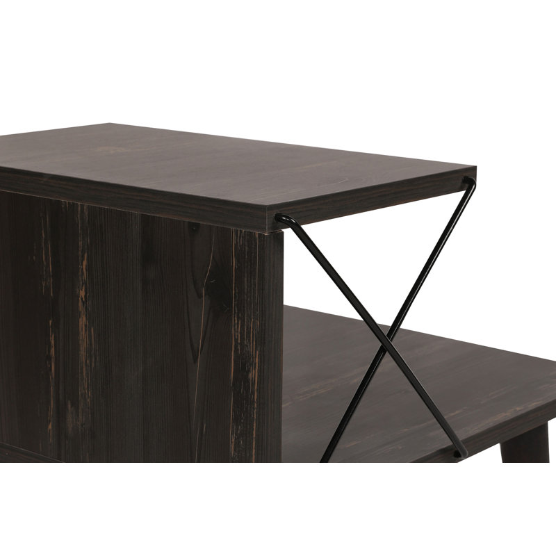 Modern Nightstand with Beech Legs, Dark Brown, 19.7 x 21.7 x 15.7 inches | 100% Melamine Coated Particle Board, Thickness: 0.7 inches | Features Multiple Shelves, Perfect for Stylish Bedroom Storage & Organization
