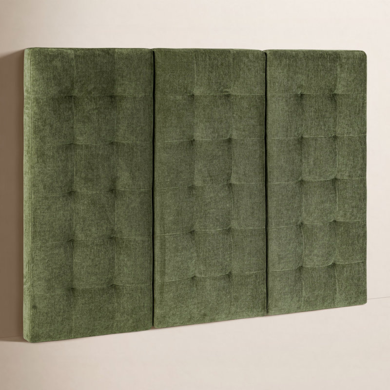 Napa Bed Headboard in Distressed Green Velvet, Queen