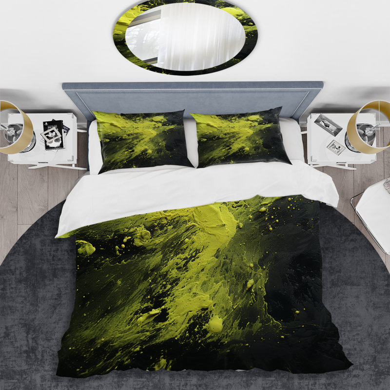 Ensemble de housse de couette Green Spiral Neon Fusion 4 - Abstract Collages