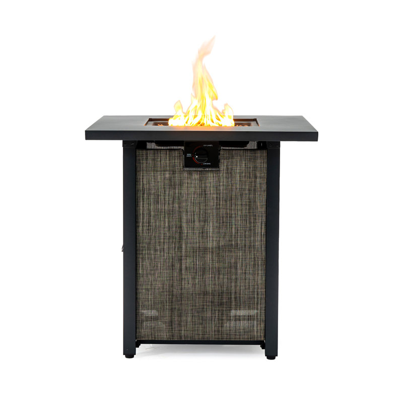 28" Propane Gas Fire Pit Table, 50000 BTU Square Steel Fire Pit  For Outside Patio Deck Garden Courtyard -Black