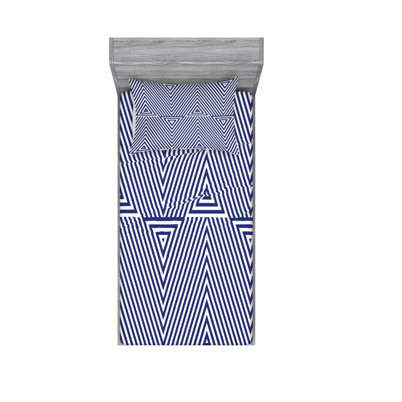 Microfiber Geometric Sheet Set, Twin Sheet Set with 1 Pillowcase
