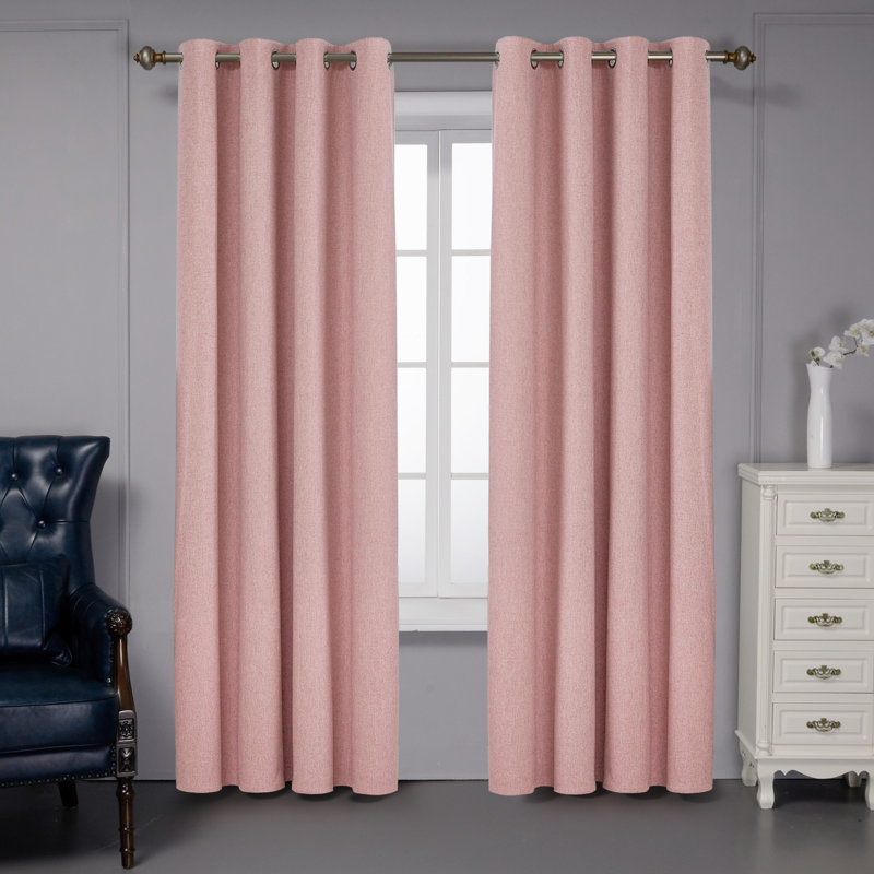 Ipswich Blackout Thermal Grommet Curtain Panels, Coral Pink, 52" W x 63" L