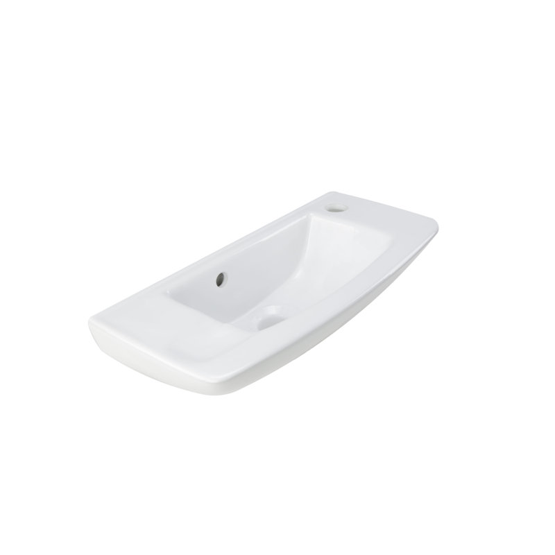 Compact White Glazed Ceramic Wall-Mount Vessel Sink