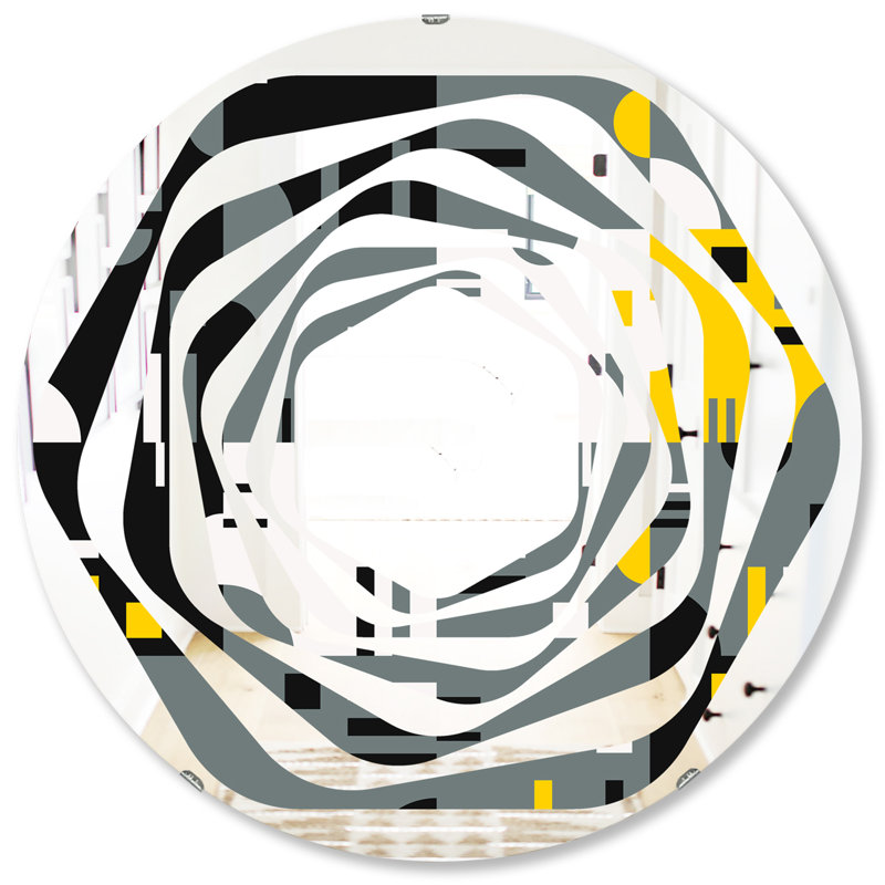 Miroir mural à motif moderne sans cadre, H 31,5 po x l 31,5 po, Papillons de l'espace dessinés à la main