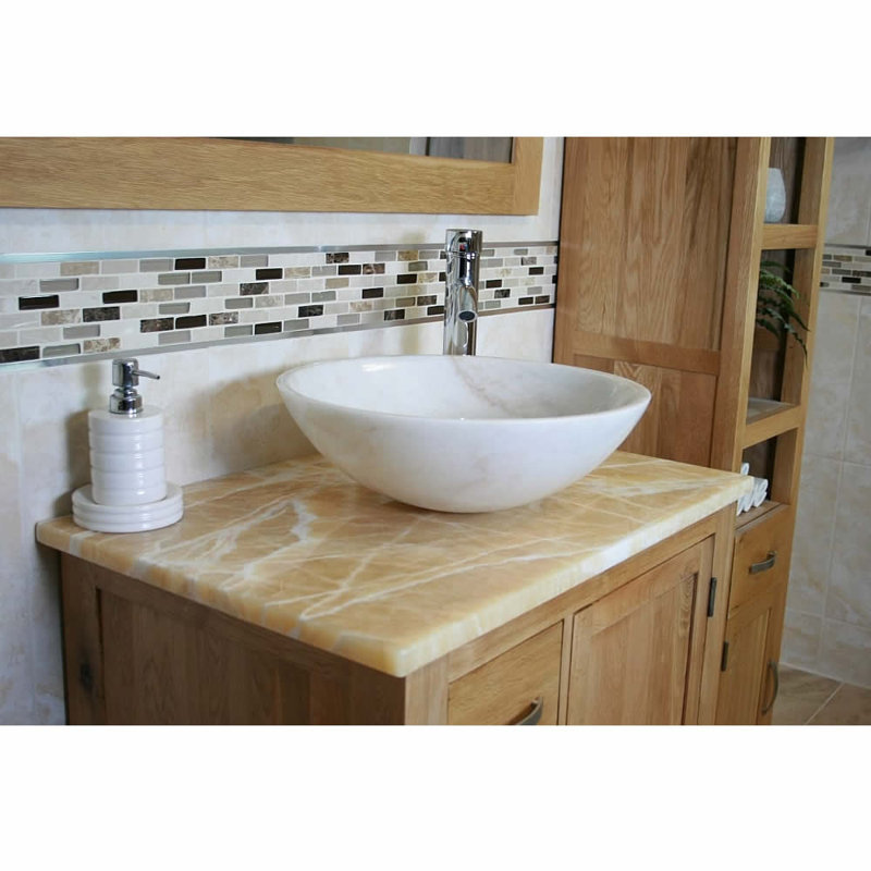 Deherrera 750mm Single Bathroom Vanity with Vessel Stone Basin