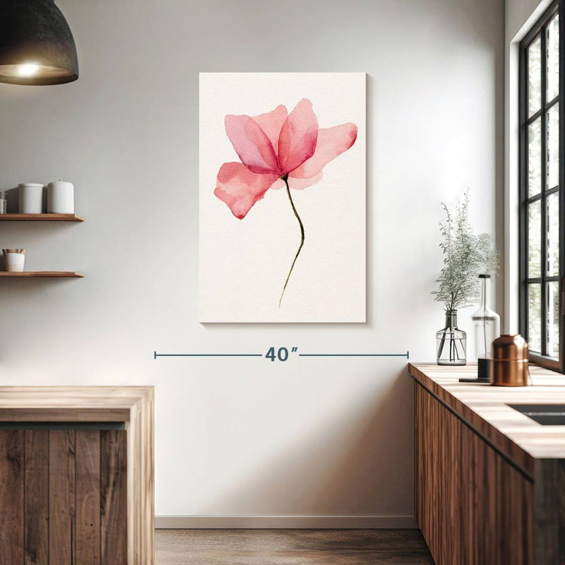 Fleur rose Harnek translucide, H 39 po x l 26 po