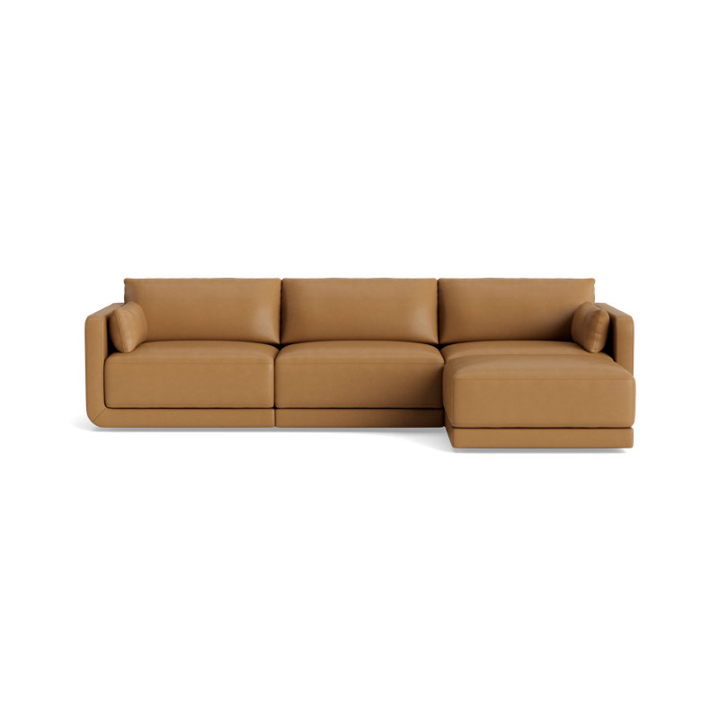 Eva Sofa With Chaise (116"), Leather - Butterscotch