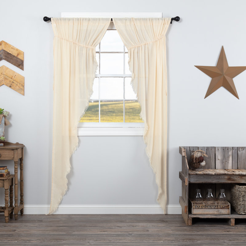 Beacham 100% Cotton Sheer Curtain Pair, Natural