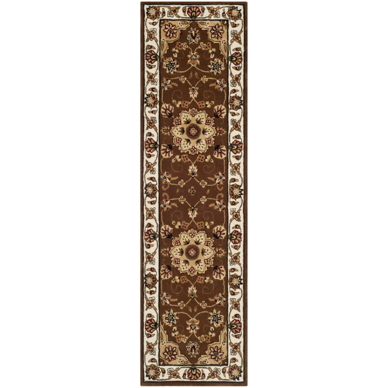 Hand-Tufted Brown Wool Oriental Runner Rug 2'3" x 8'
