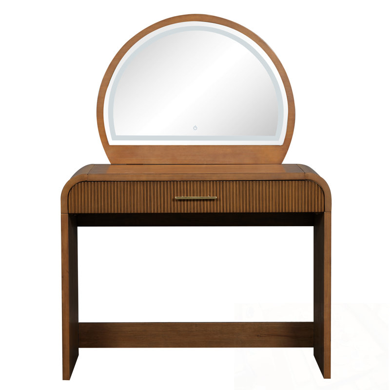 Table de coiffeuse avec miroir tactile et tiroir, Espresso