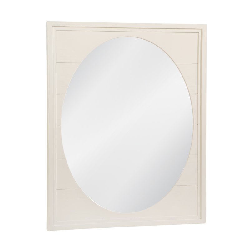 Clair Rectangle Solid Wood Beveled Wall Mirror, Bisque