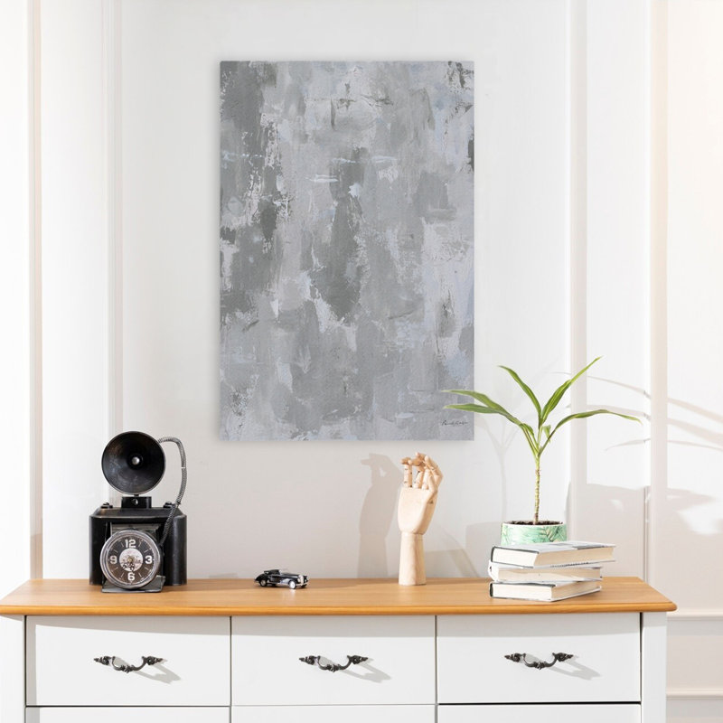 Chevauchement - abstrait crème gris gris, H 24 po x l 16 po
