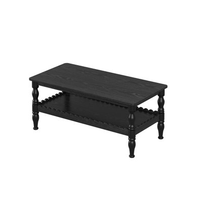 Sturdy Solid Wood Coffee Table with Storage Shelf and Elegant Legs for Living Room