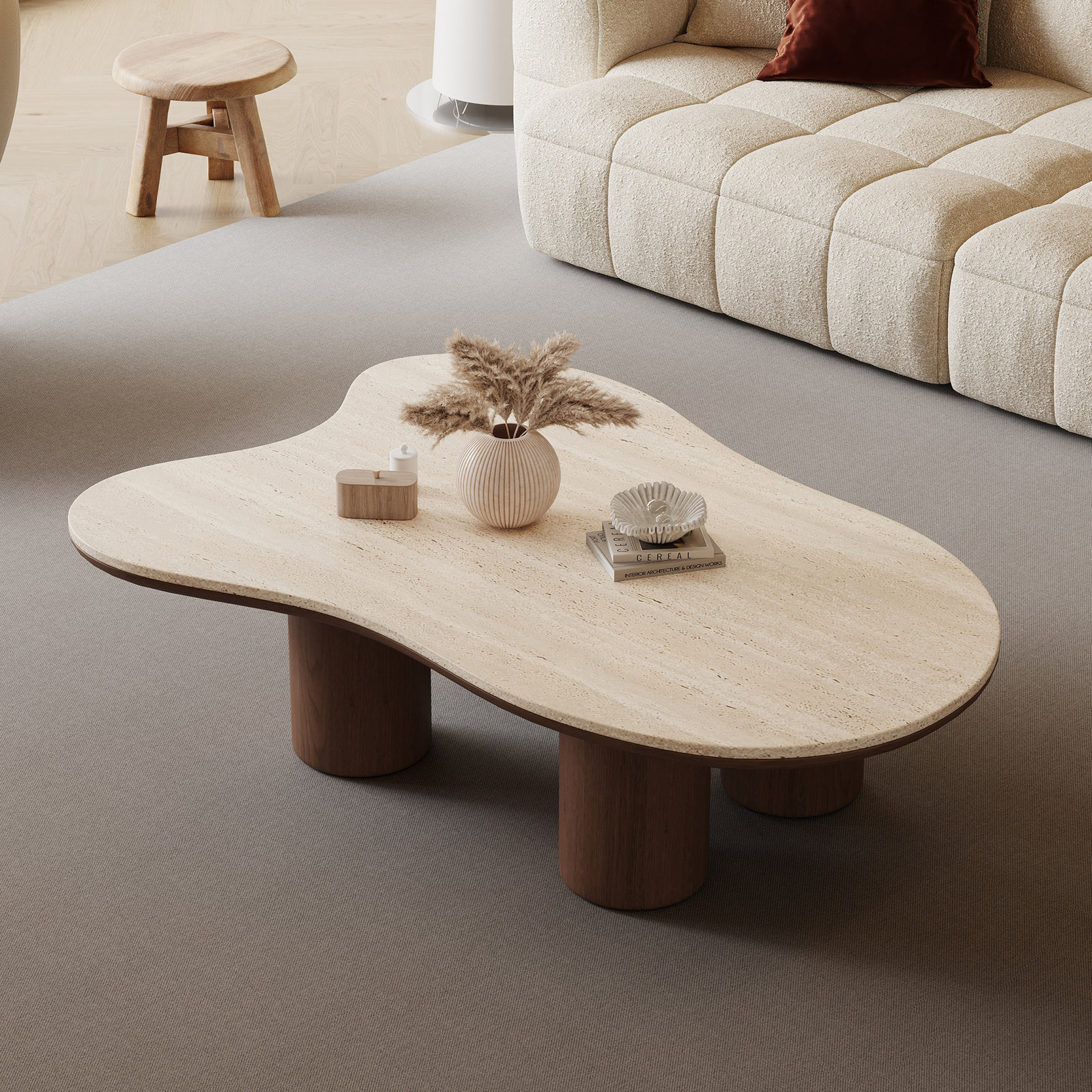 Masiyah Cloud Coffee Table, Light Yellow/Brown