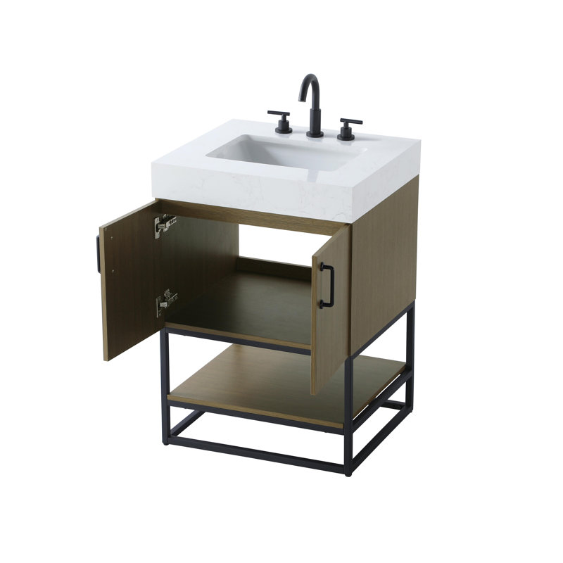 24 inch Single Bathroom Vanity, Chestnut Brown