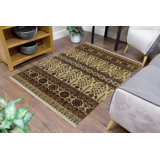 Tapis beige en laine noué à la main à motif sud-ouest Cartley 5 pi 9 po x 7 pi 5 po Cartley