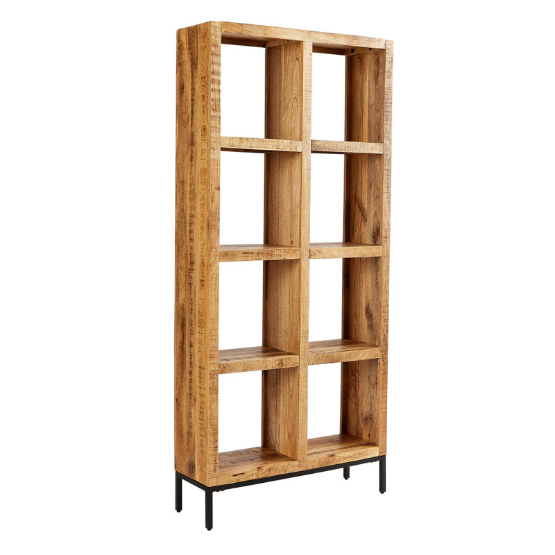 Franca Tall 8 Open Shelving Mango Wood Bookcase Storage Unit