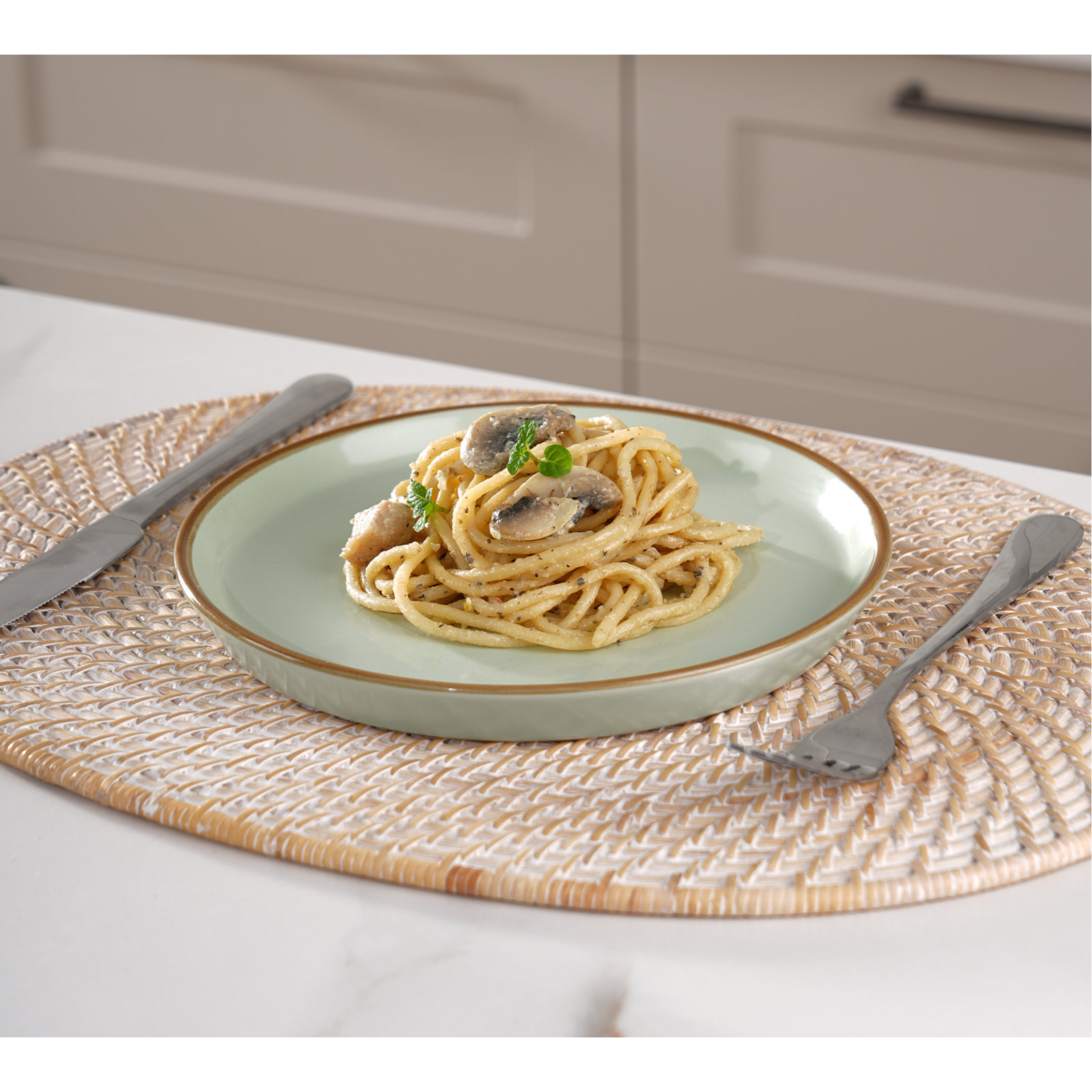 Stoneware Dinnerware Set, Light Green