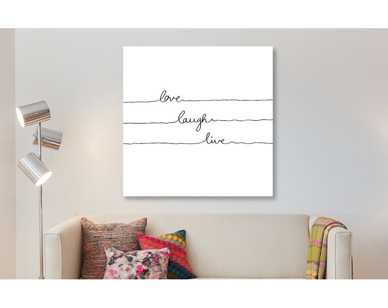 «Love Laugh Live» par Mareike Bohmer, impression sur toile tendue, H 12 po x l 12 po x P 0,75 po