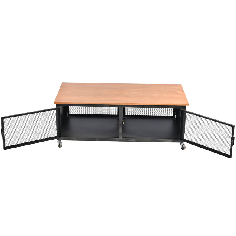 Buffet décoratif Keyanah, Naturel / noir vieilli, H 17,72 po x l 47,24 po x P 23,62 po