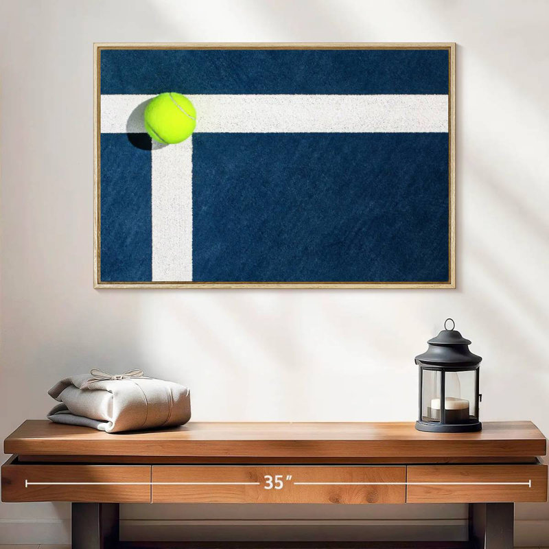 Cour de tennis, 25 po x 17 po, Cadre flottant en bois naturel
