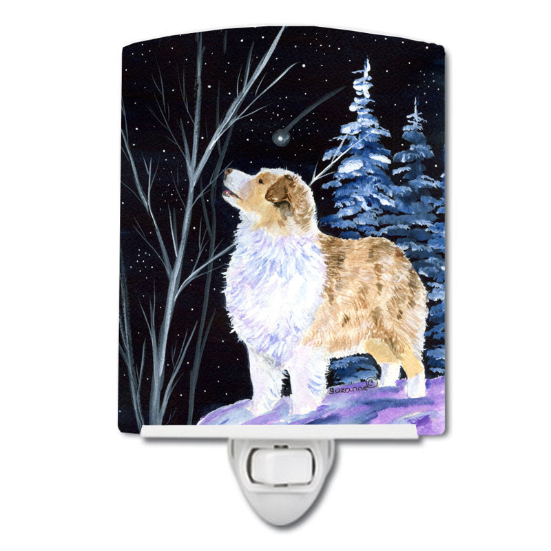 Starry Australian Shepherd Ceramic Night Light