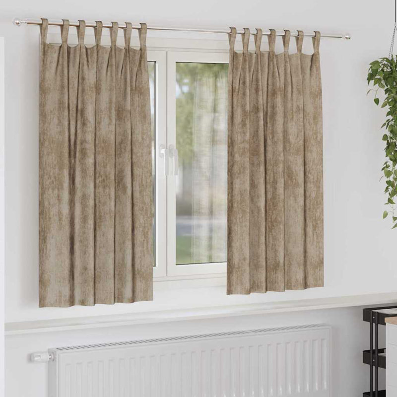 Alithia Velvet Room Darkening Curtain Pair, 140cm Width x 175cm Drop, Champagne