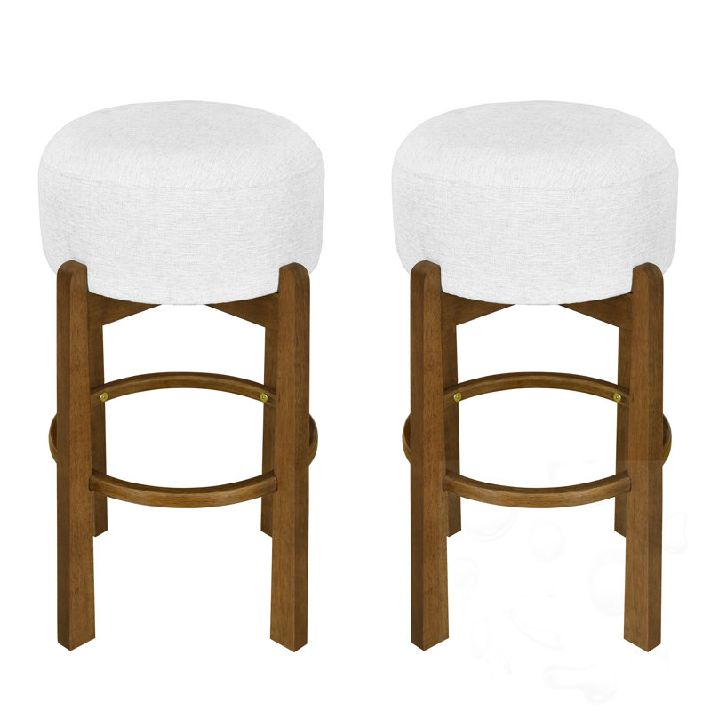 Tabouret de bar rembourré (ensemble de 2), Noyer foncé