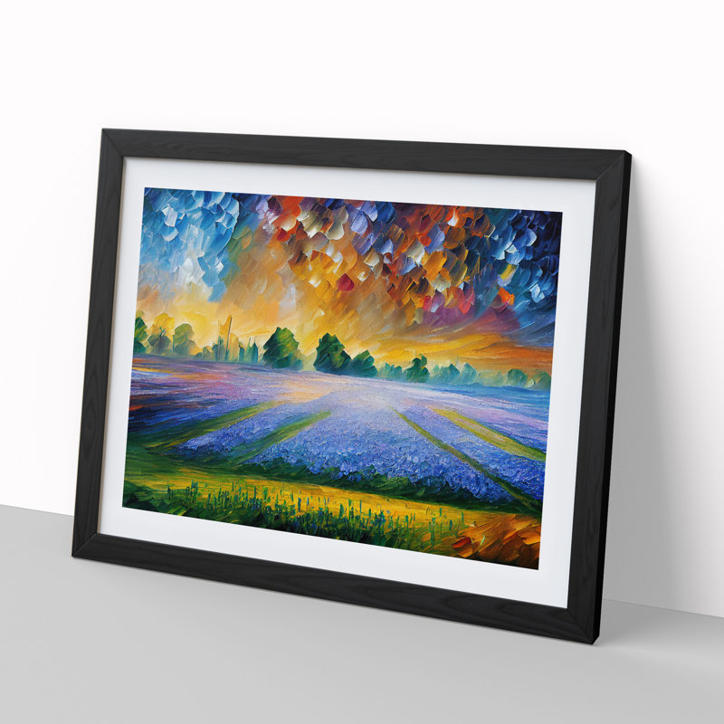 Bluebell Field Shimmer Vol.3 - Single Picture Frame Painting, 34cm H x 46cm W x 2cm D, Black Framed