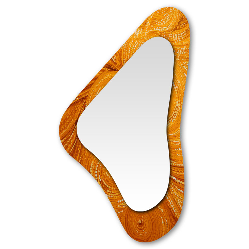 Abstrait orange tourbillonnant collages III - formes asymétriques abstraites - grand miroir mural moderne