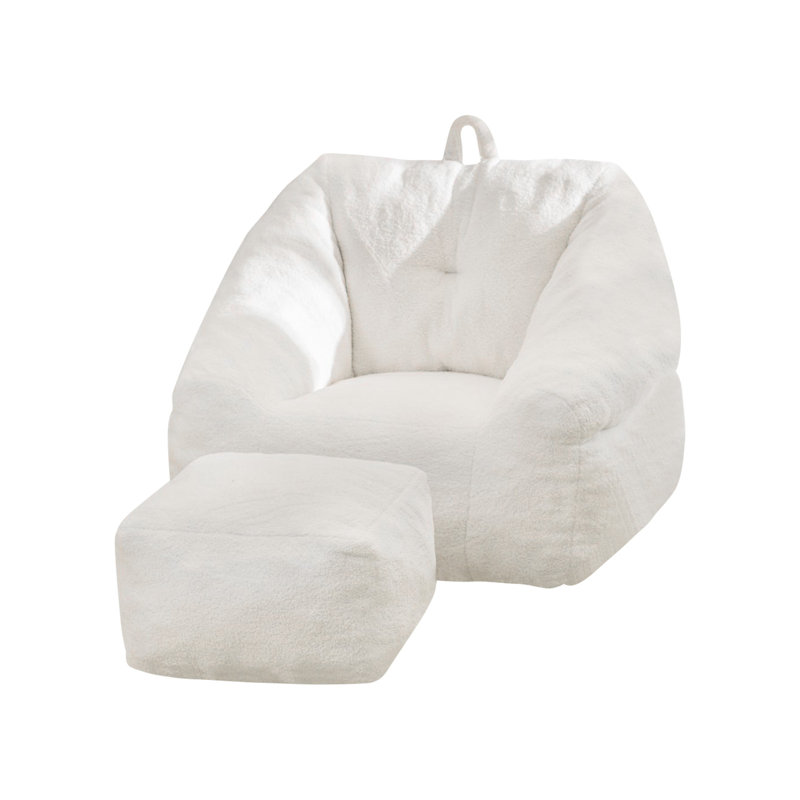 Big Beanbag Chair with Ottoman, Adult Bean Bag Chair with Filler for Living Room, Comfy Beanbag Chair for Adults with Filling