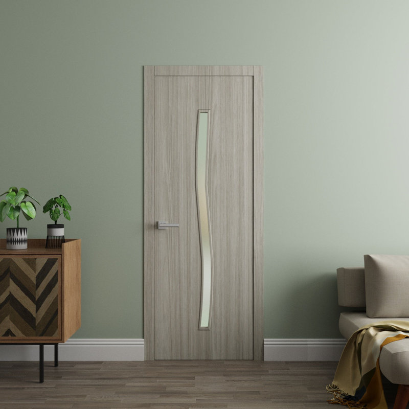 Intérieur de la porte française - Essentiel 8002 - Poignée simple à panneau régulier - Portes de salle de bain modernes
