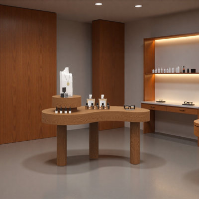 Présentoir simple dans un centre commercial