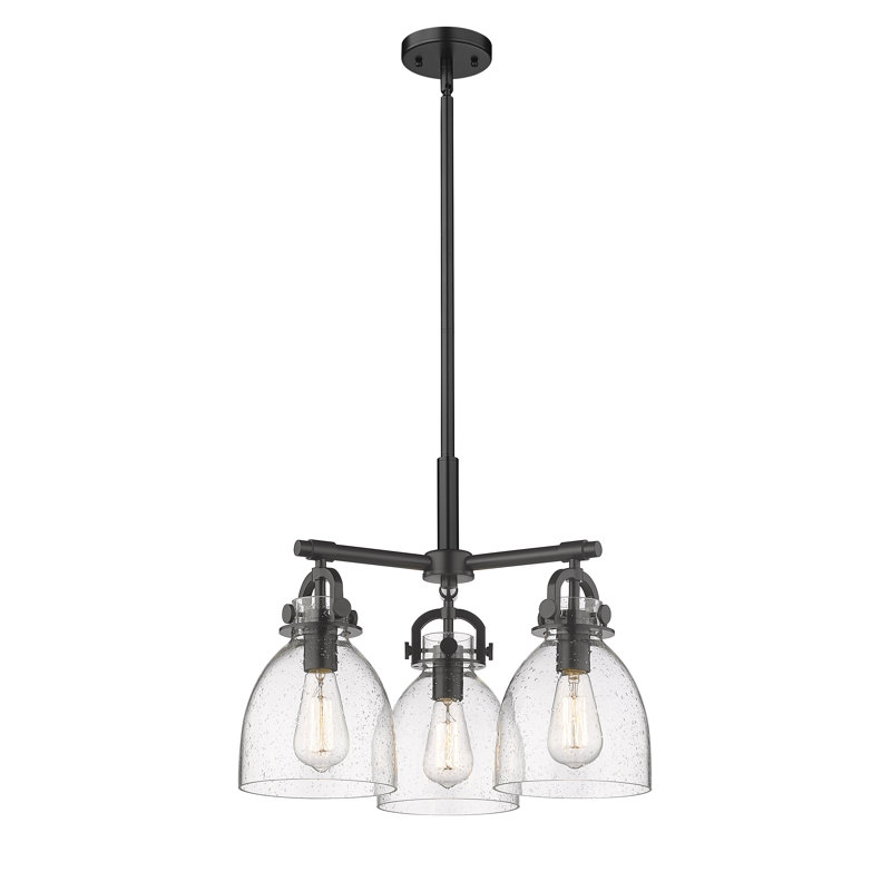 Luminaire suspendu sur tige 7 lumières Sloatsburg, Bullé, Noir mat